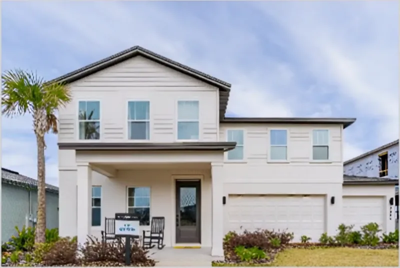 The same house with the verticals straightened so the walls and door frame stand up