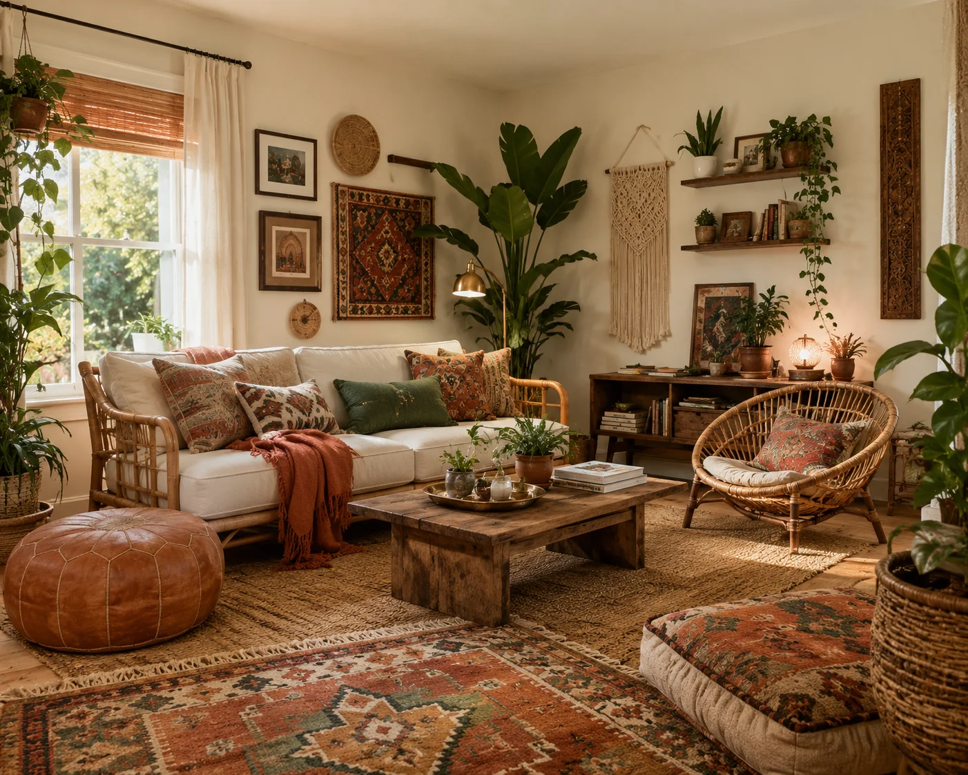 A room redesigned in a Bohemian style