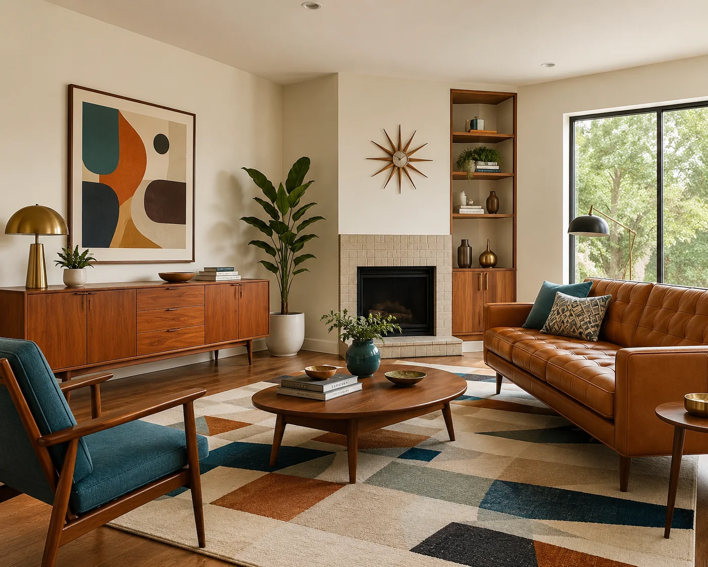 A room redesigned in a Midcentury style